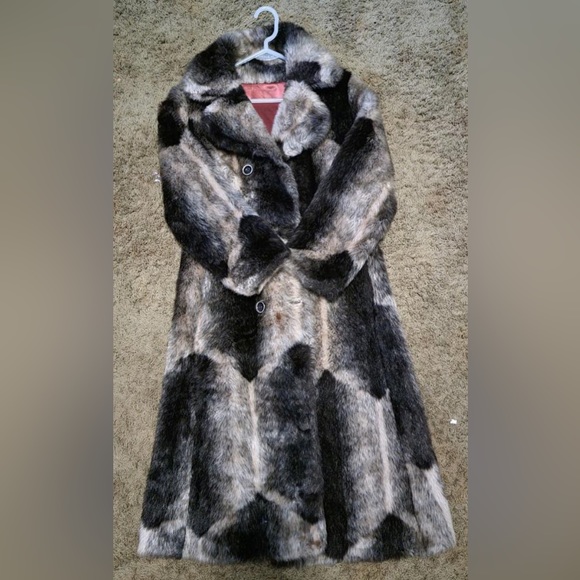 70s long faux fur patchwork jacket - Picture 2 of 3